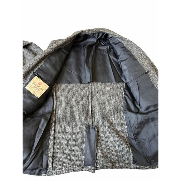 Harris Tweed Blazer Jacket Herringbone Wool Vintage 60s 70s Mod Scottish Medium - Picture 10 of 12